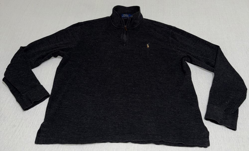 Polo Ralph Lauren Estate Rib 1/4 Zip LG Pullover Sweater Flesh Pony Preppy EUC